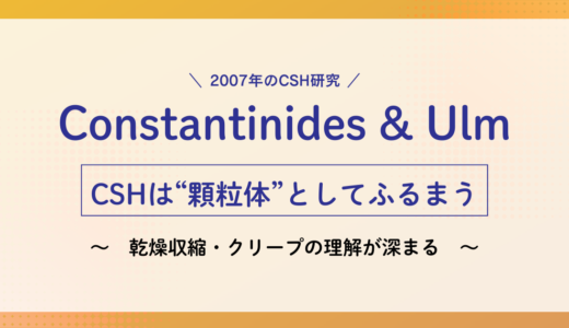 2007｜Constantinides & Ulm：CSHは“顆粒体”としてふるまう（nanogranular力学で乾燥収縮・クリープがつながる）